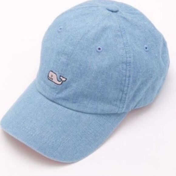 Vineyard Vines Chambray Baseball Hat Pink Whale - Picture 1 of 5